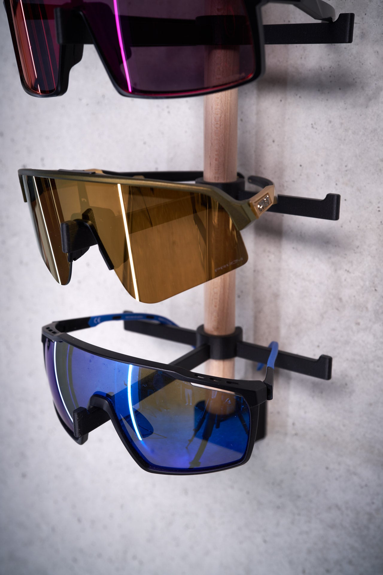 Brillen Rack, 3D-Druck Technologie, Wandhalterung für 4x Sonnenbrillen, Radfahrer Geschenk