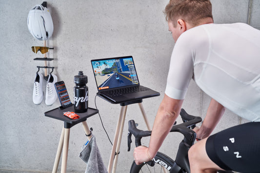 Indoor Bike Trainer Laptophalter inkl. Holzbeine, 3D-Druck Technologie, Perfekt für Zwift