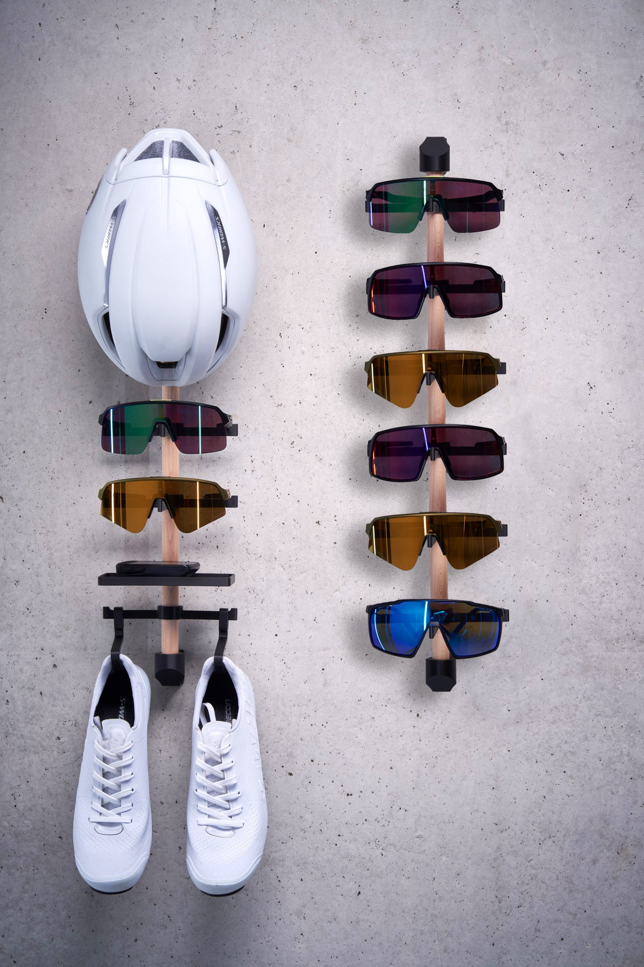 Gear Rack Bundle, 3D-Druck Technologie, Wandhalterung für Helm, Sonnenbrille, Fahrradcomputer und Schuhe, Radfahrer Geschenk