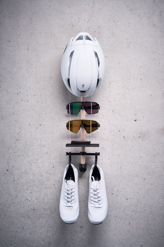 Bike Gear Rack, 3D Printing Technology, Wall Mount for Helmet, Sunglasses, Bike Computer and Shoes, Cyclist Gift