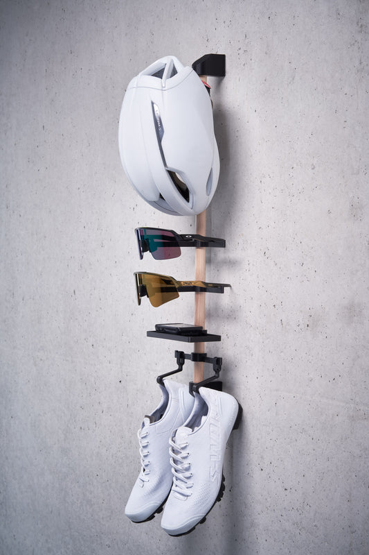 Bike Gear Rack, 3D Printing Technology, Wall Mount for Helmet, Sunglasses, Bike Computer and Shoes, Cyclist Gift