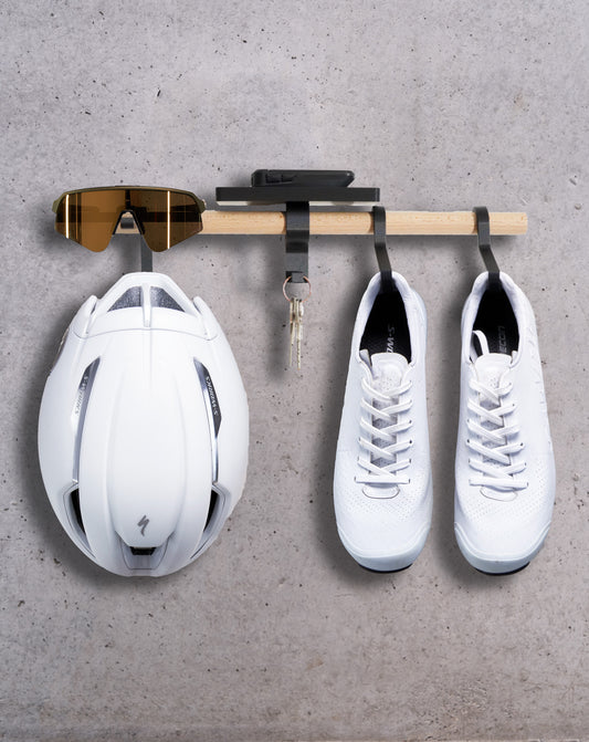 Bike Gear Rack, 3D Printing Technology, Wall Mount for Helmet, Sunglasses, Bike Computer and Shoes, Cyclist Gift
